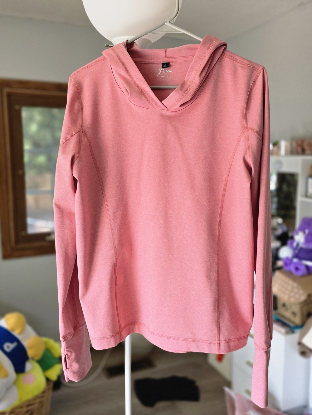 J. Crew Coral Pink Hooded Long-Sleeve Pullover
